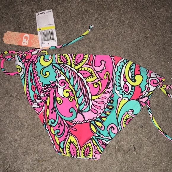 NWT Gianni Bini PomPom String Tie Bikini Bottoms - Picture 3 of 5